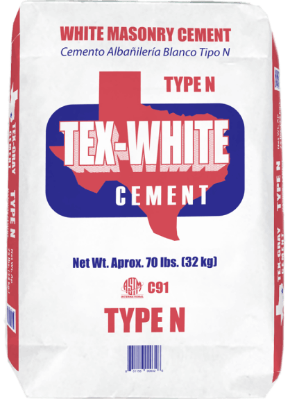 tex white type n white masonry cement bag