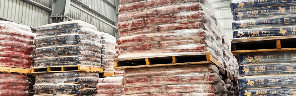 Cement products palletized in bags at SESCO Cement