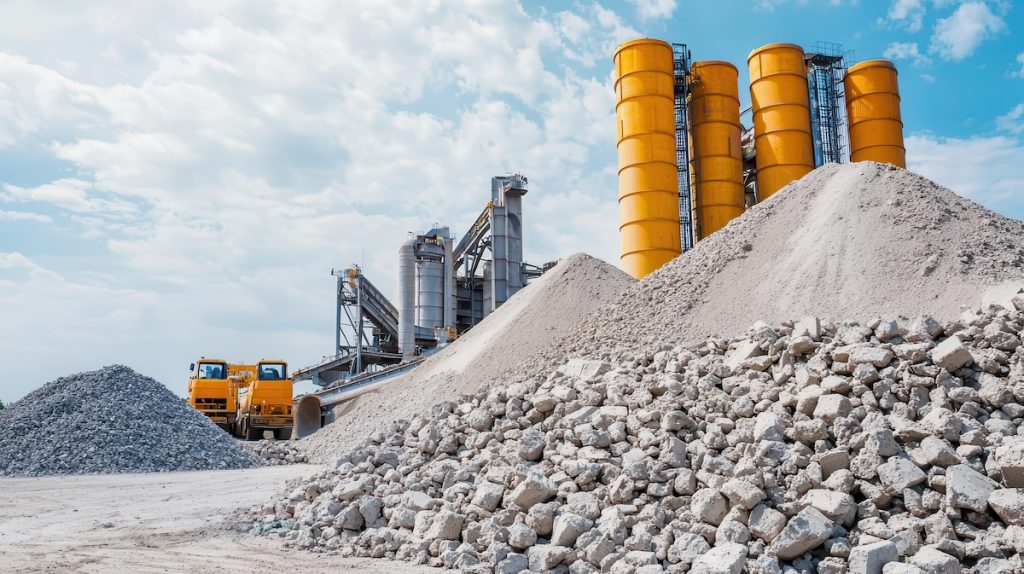 Pile of building materials at a cement facility
