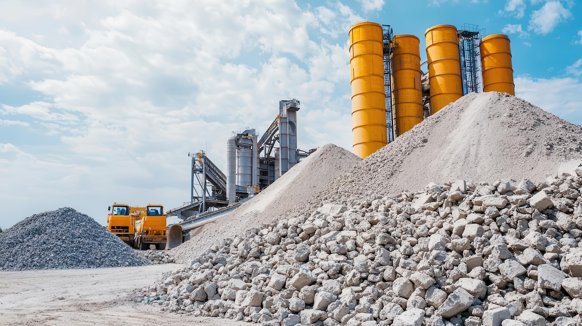 Pile of building materials at a cement facility