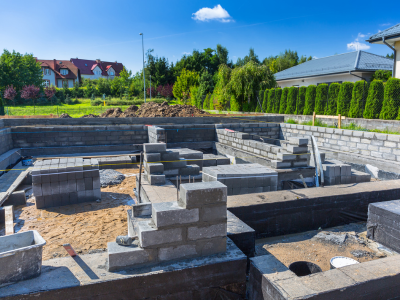 Bricks laid out at a construction site ready to be used