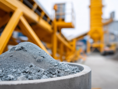 Cement ready for concrete production at a job site